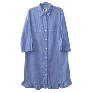 Milly Minis Shirt Dress Girls Size 14 Blue Cotton Ruffle Hem No Belt